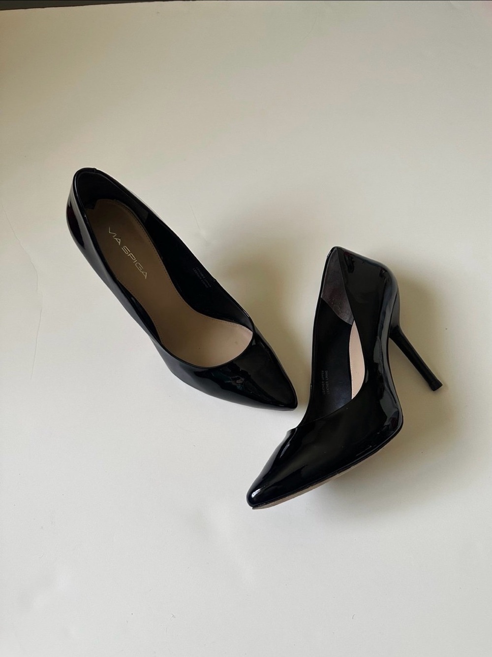 Via Spiga Black Patent Leather Pointed Toe Stiletto Pumps Italy~10